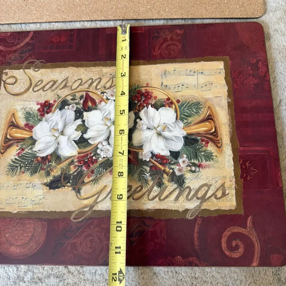 Pimpernel Christmas Seasons Greetings Cork Backed Set of 4 Vintage Mint